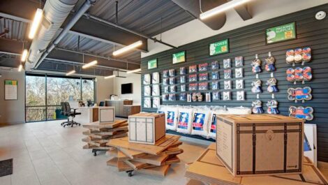 Front office and supplies at Mini Storage Depot in Maryville, Tennessee.