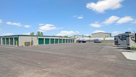 Outdoor units and parking at Mini Storage Depot on Bethany Road.