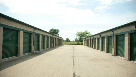 Outdoor drive up units at Mini Storage Depot in South Bend.