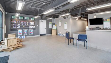 Front office with supplies at Mini Storage Depot in Northfield.